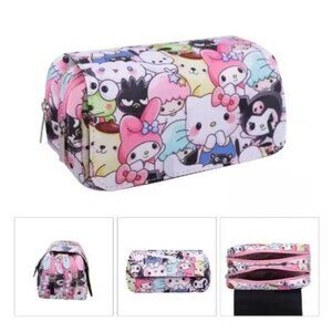 Hello Kitty Multicolor Zipper Pencil Case & Cosmetic Bag Organizer